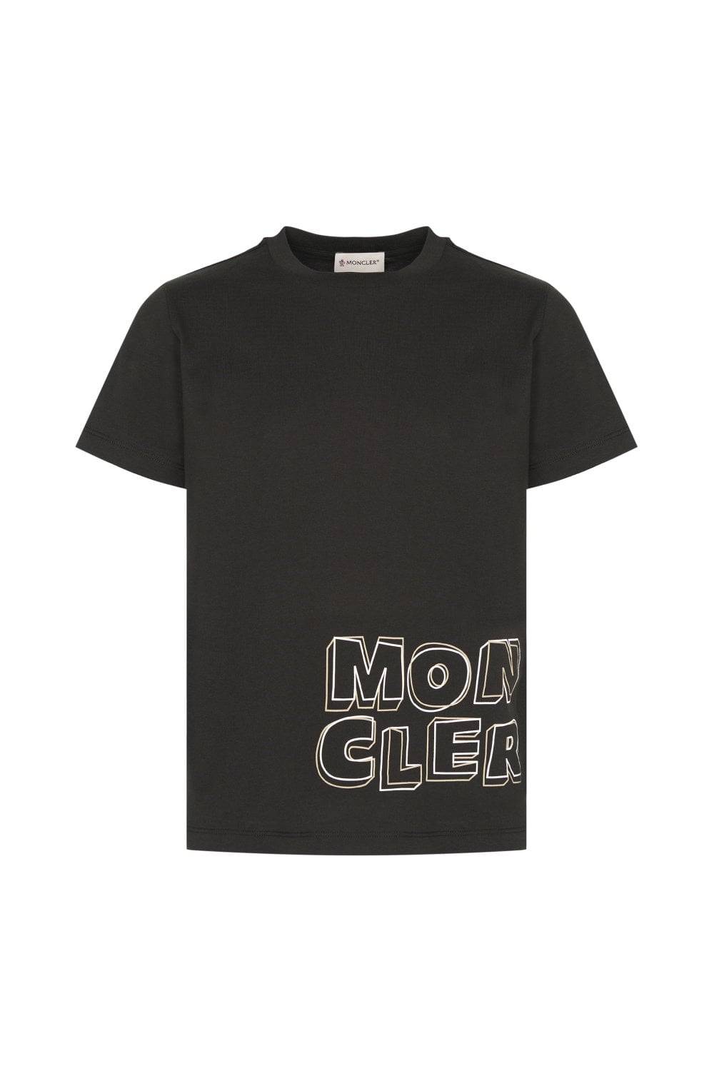 MONCLER ENFANT KIDS BODY LOGO T SHIRT Size: 10Y, colour: BLACK