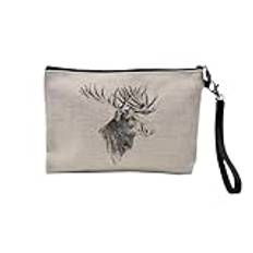 Linnepåse - ritning av älghuvud skog Kanada vinter - makeup väska i linneutseende - myntdörr - 15 x 10 cm, linne, 23.5 x 15 cm, Sminkväska