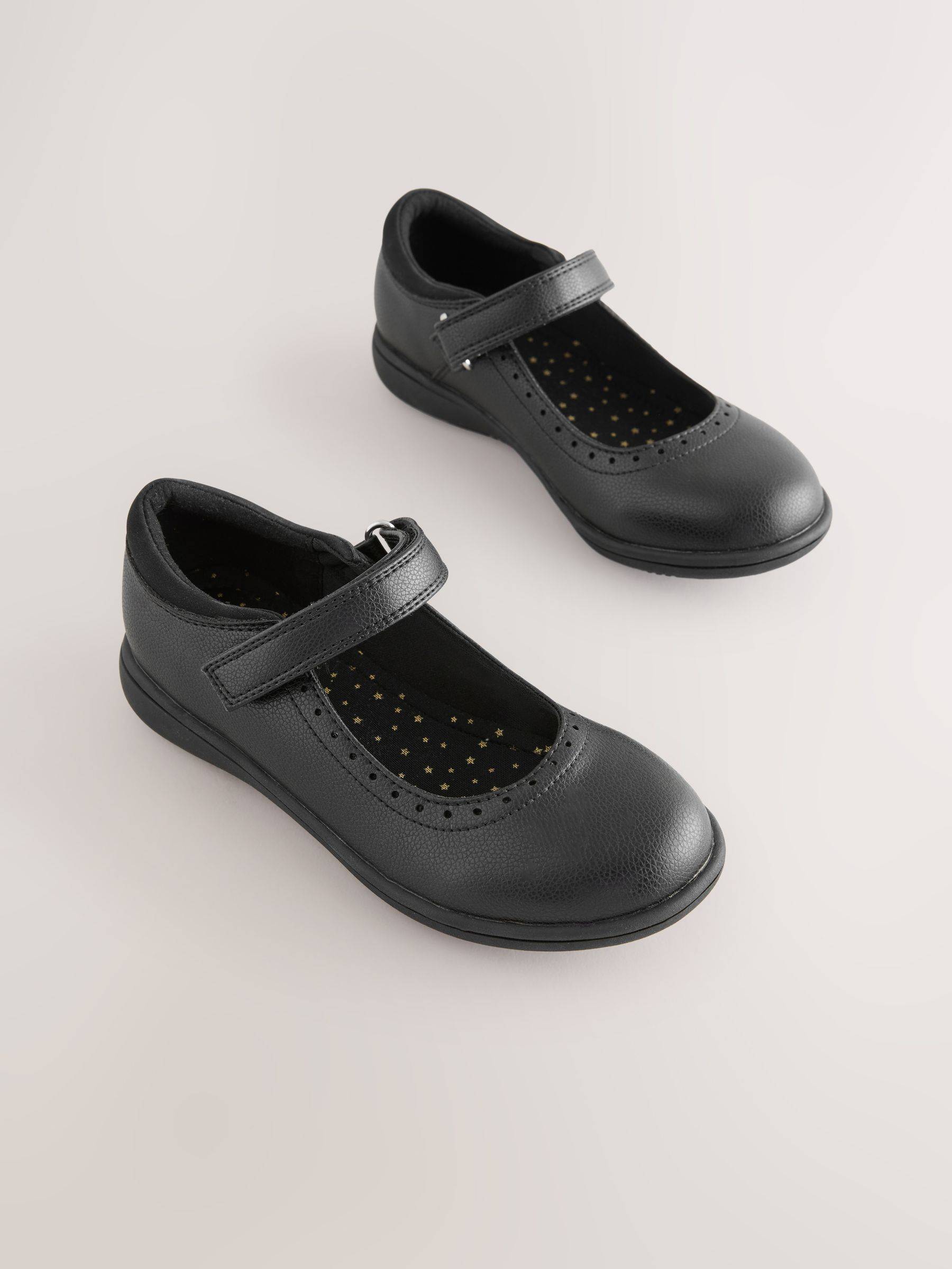 Next Black Matt Standard Fit (F) School Brogue Detail Mary Jane Shoes - EU 27.5 (UK 9.5)