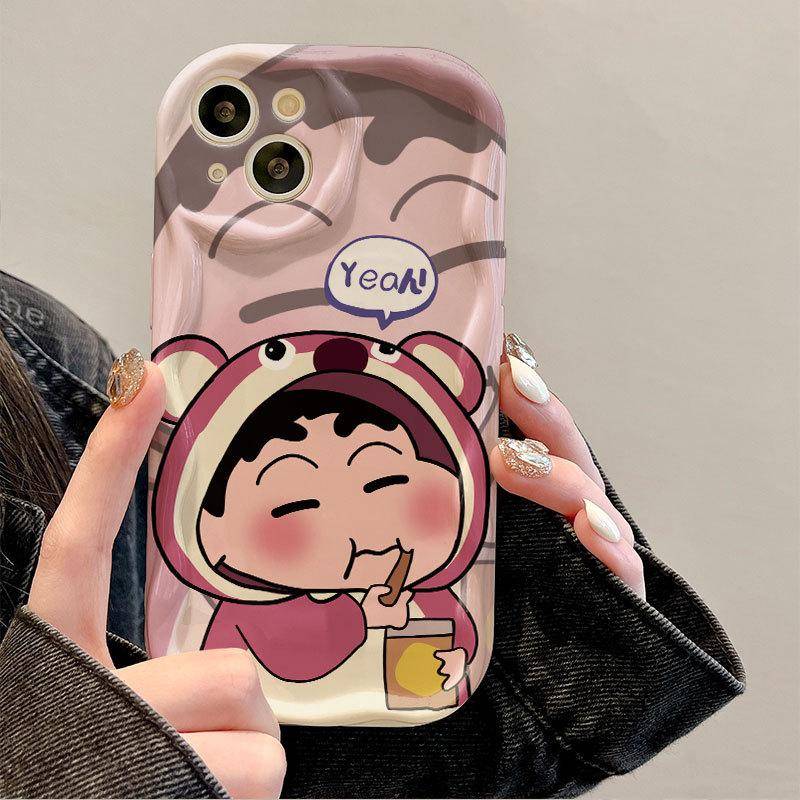 Crayon Shin-china Lämplig för IPhone16ormax Mobilskal Apple 15plus Tecknad Anti-fall 14/13 Gräddfärgat Skal iQOO Neo5S