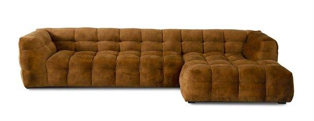 Michelin 3 pers. sofa med chaiselong - 320 x 170 cm - Velour stof farve Gold