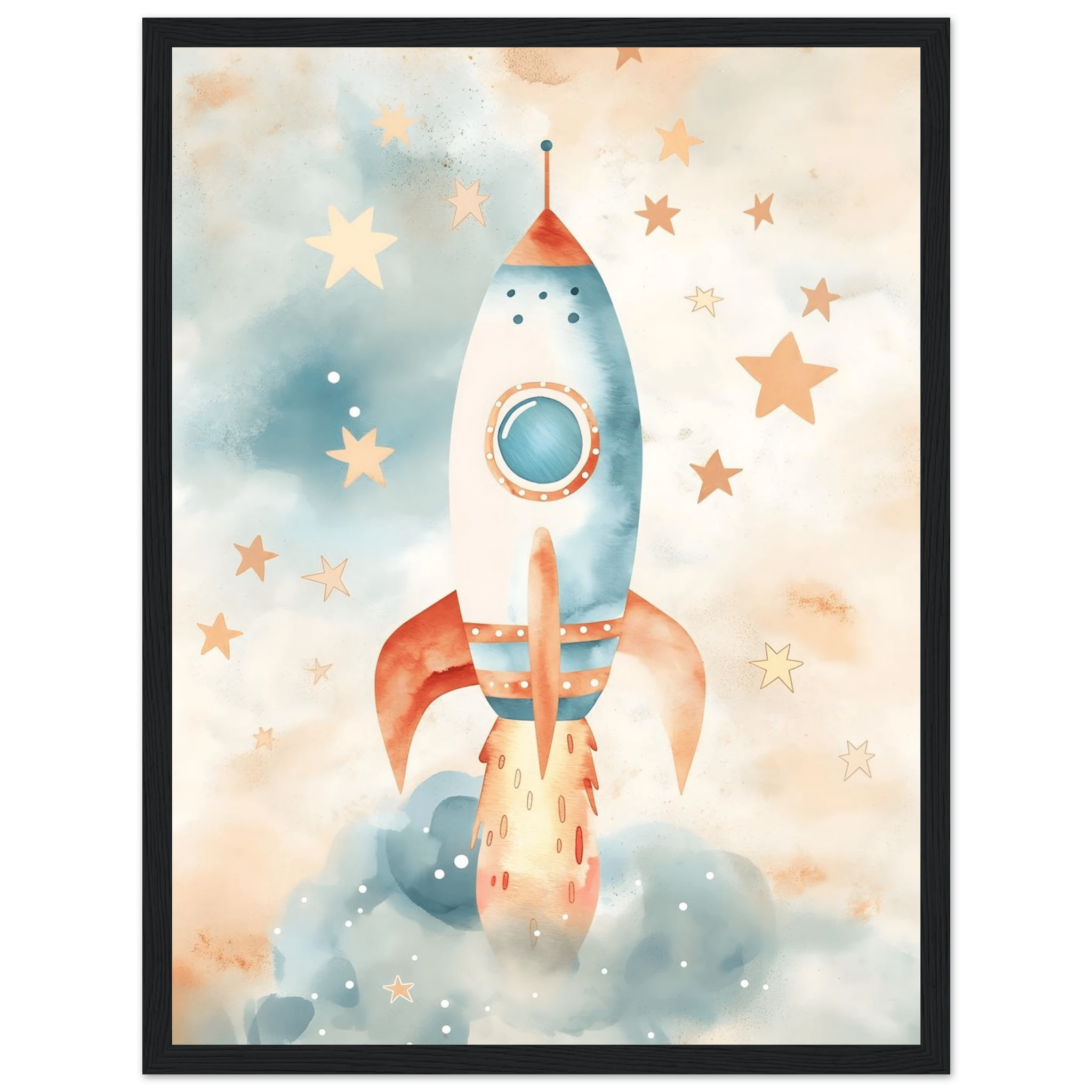 Raketposter-30x40 cm / 12x16″ / Med ram / Svart