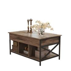 Rootz Sofabord - Højde -justerbar bord - Træspanel - Stål - Kamelbrun sort - 60 x 100 x (48-62) cm