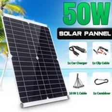 50w 18v solpanel usb power bank solpanelsats komplett laddare med 10 in 1 laddningslinje för smarttelefonladdare för båt