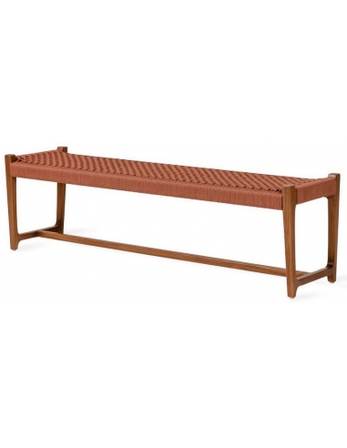 KUWANA Havebænk i teaktræ og olefin reb B160 cm - Lysebrun/Terracotta