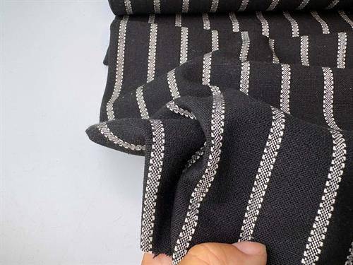 Hør / viscose - sort med garnfarvede striber