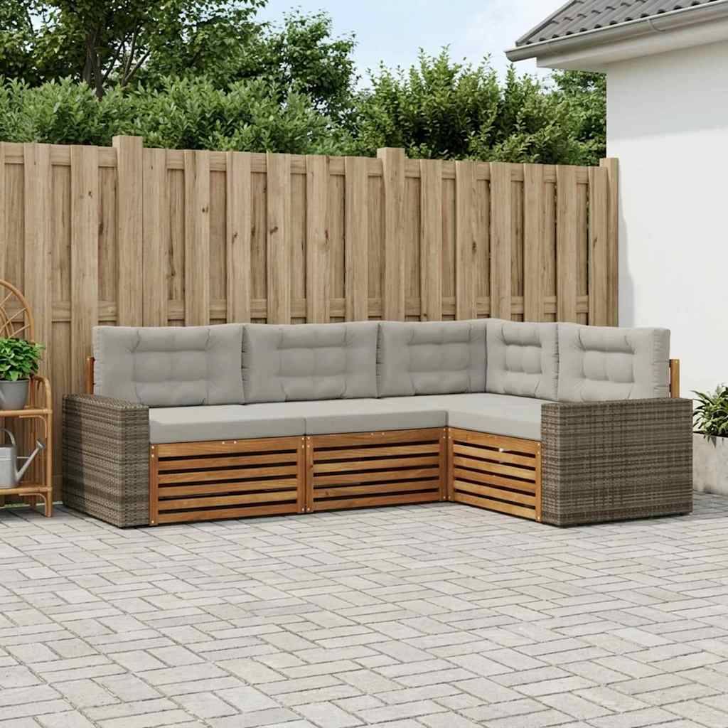 vidaXL Udendørs sofagruppe 4 pcs Naturfarvet og lysegrå