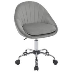 WOLTU Homeoffice stol, kontorsstol ergonomisk, sminkstol roterbar, snurrstol med hjul, skrivbordsstol 150 kg, för arbetsrum sovrum, sammet, ljusgrå, BS167hgr