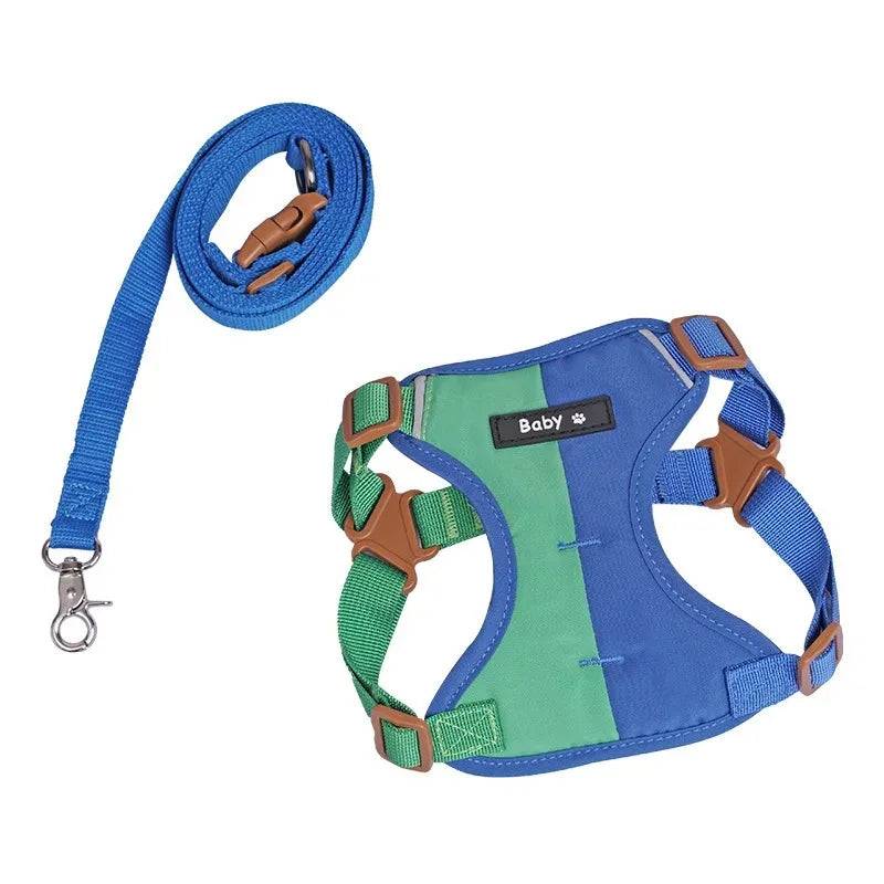 Adjustable Dog Harness Chest Strap - Green Blue / S (S)
