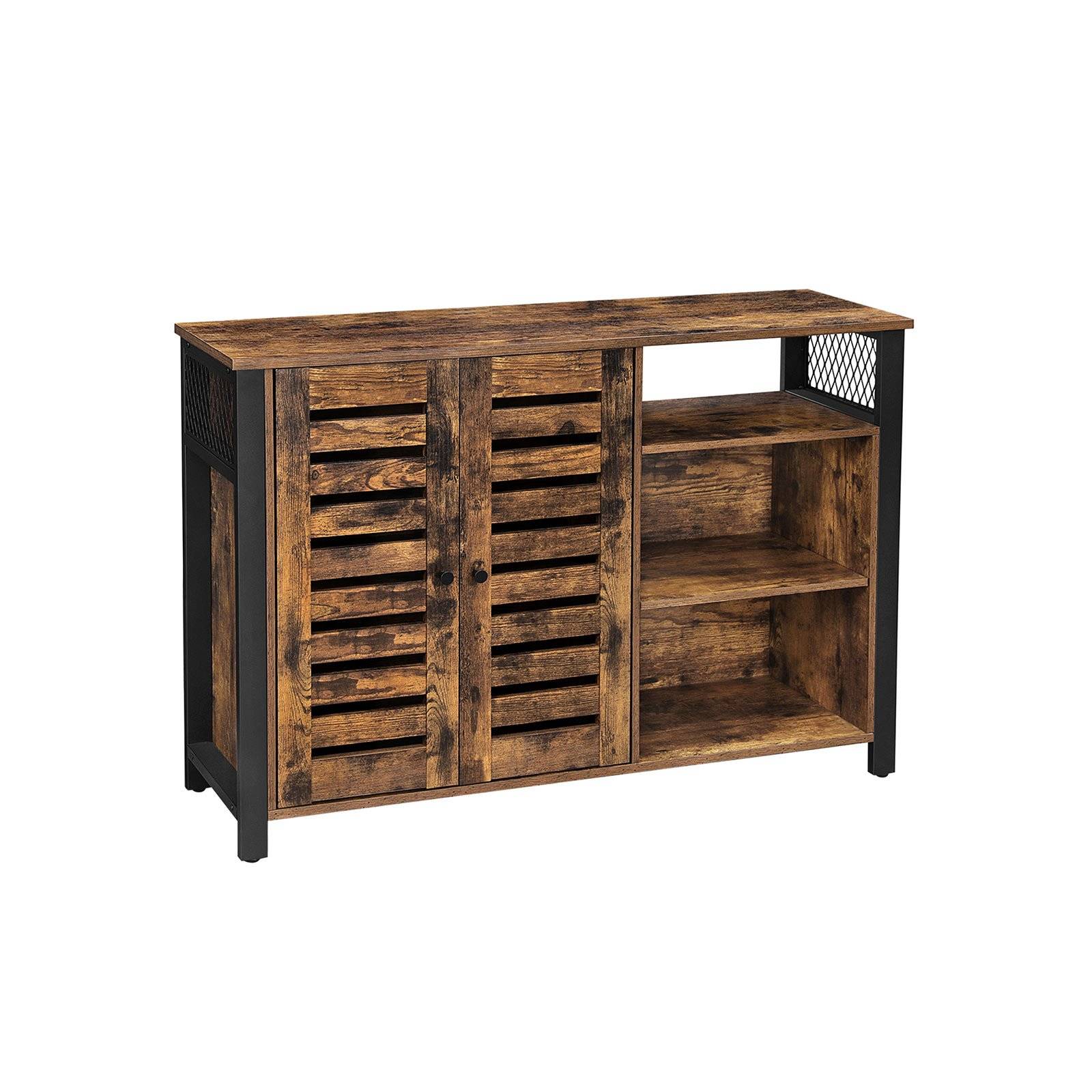 VASAGLE Storage Cabinet, Sideboard with 2 Doors, Adjustable Shelves, for Dining Room, Living Room, Kitchen, 110 x 33 x 75 cm, Industrial Style, Rustic