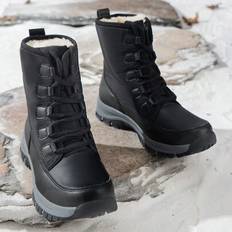 Women&#39;s Warm Short Boots For Winter, Rubber Anti-slip Outdoor Hiking Shoes, Lace-up Waterproof Wear-resistant Trekking Boots - Black - EUR36,EUR37,EUR38,EUR39,EUR40,EUR41,EUR42