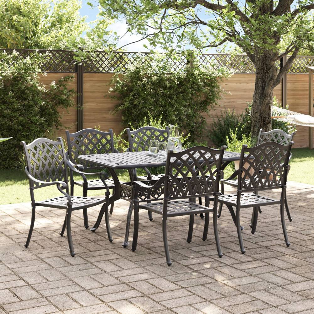 Trädgårdsmöbelset 7 pcs Svart Aluminium
