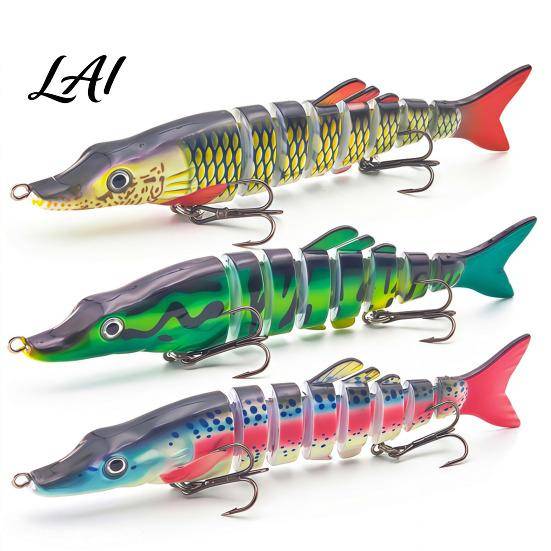 Fiskedrag för sötvatten 13CM/17G Multi-ledat drag Realistiskt 8-delat swimbait med krokar Utomhus Bioniskt Hårt Konstgjort bete för Saltvatten