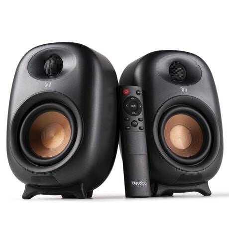 FYNDHÖRNAN / Audizio RS80 Aktiv Skrivbord/Bokhyllehögtalare Set 160W BT, Kraftfulla aktiva multimediehögtalare med BT-streaming och DSP-ljud