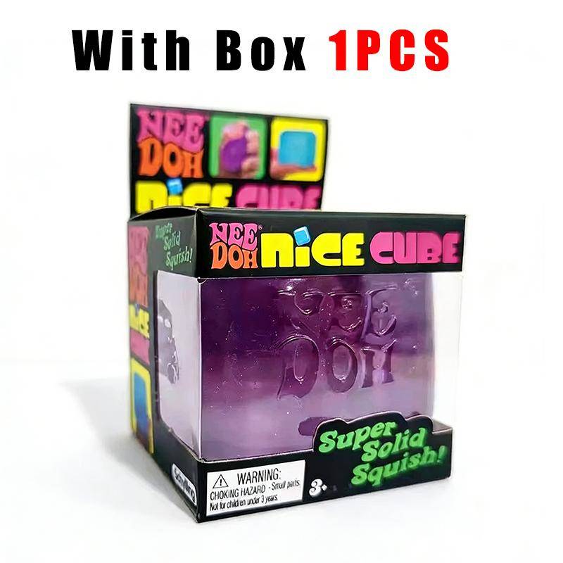 NeeDOH Nice Cube Superklämbar Sensorisk Fidgetleksak Genomskinlig Röd Stresslindrande Mjuk Kub för Barn Vuxna Ångestlindring violett
