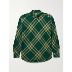 Burberry - Oversized Button-Down Collar Checked Wool-Flannel Shirt - Men - Green - M