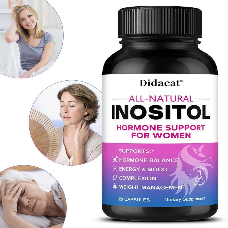 Didacat Inositol Complex Supplements 2050mg 40:1 Myo & D-Chiro with Folate, Chromium, DIM, Grape Seed & Bioperine, 120 Caps