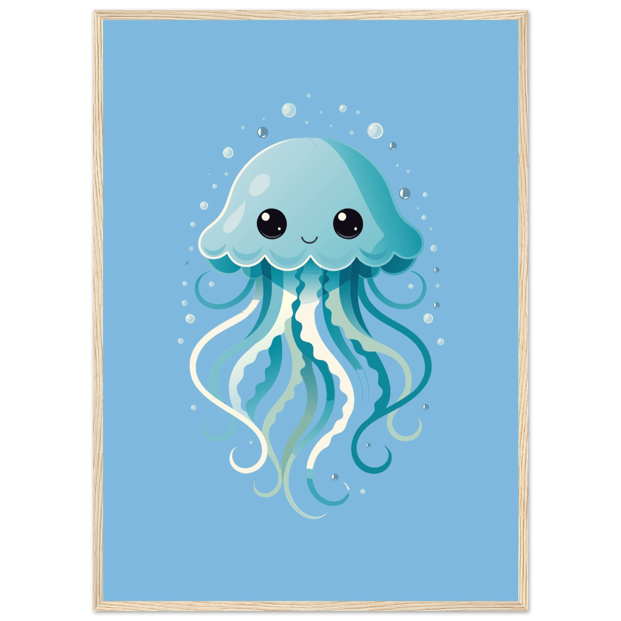 Manetposter-50x70 cm / 20x28″ / Med ram / Ljust trä