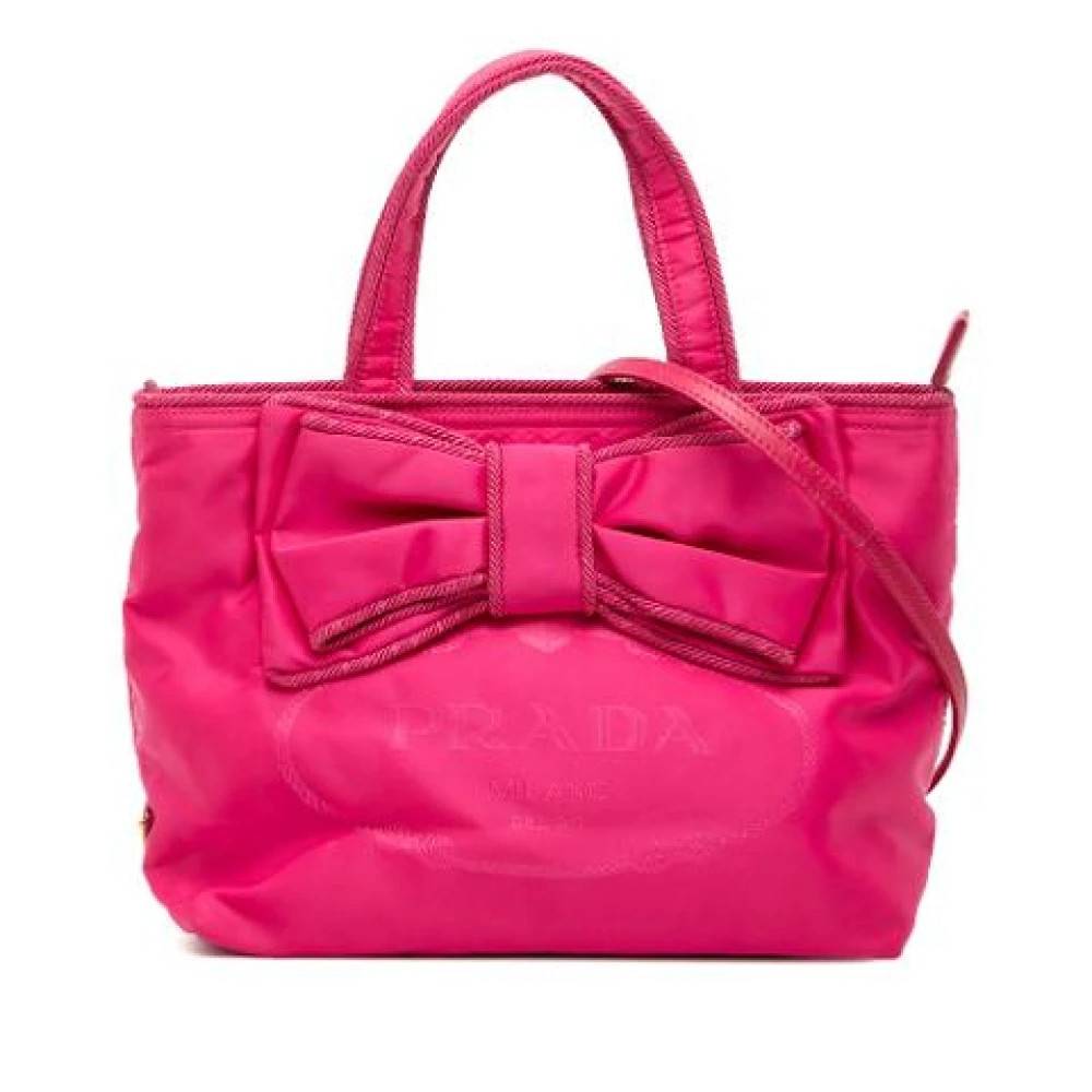 Prada Vintage Pre-owned Vintage Nylon Håndtaske - Vintage - Dame - Lyserød - ONE SIZE - Nylon