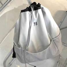 Back To School Sports Tennis Bag, Casual Student Drawstring Backpack, Simple Versatile College Style Bookbag, Large Capacity - Grey