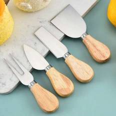 4 st/set ostknivar i rostfritt stål med trähandtag, inkluderar smörkniv, pizzaskärare, osthyvel, skolmaterial - Multifärgad (Ostkniv set i 4 delar,Svart presentförpackning 4 delar set)