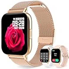 Smartwatch dam samtal och svar smart klocka med meddelanden, pulsmätare, sömn, spO2, fitnessklocka med stegräknare, 8 sport, digital klocka för Android iOS
