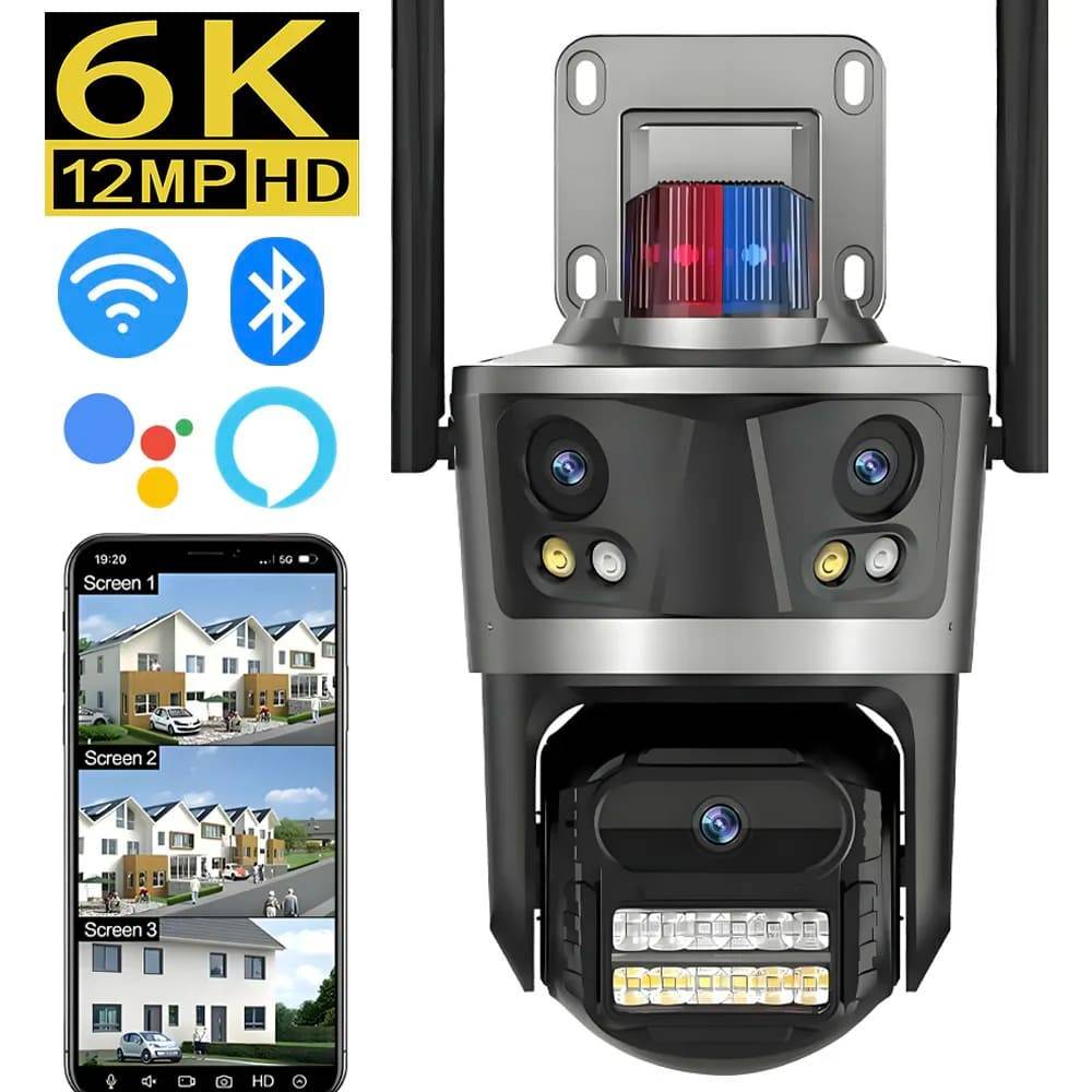6K 12MP HD PTZ Wifi Övervakningskamera Utomhus 360 Övervakning Trådlös Vattentät Cctv Säkerhetsskydd Externa IP-kameror