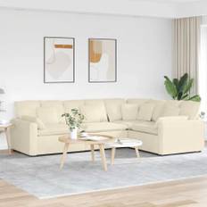 vidaXL Modulsoffa med kuddar manchestertyg creme