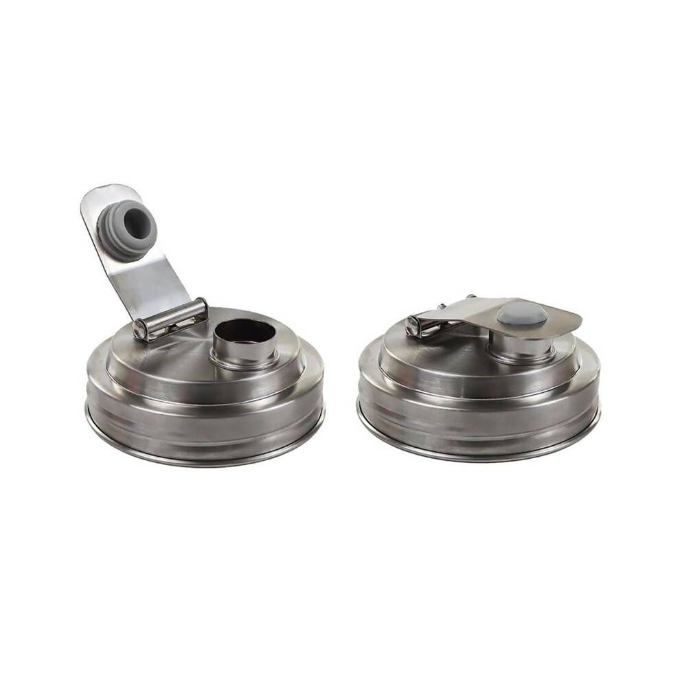 2Pc Wide Mouth Mason Jar Stainless Steel Pour Spout Lid,Reusable Mason Jar Lids for Wide Mouth Mason Jars,Without Handle