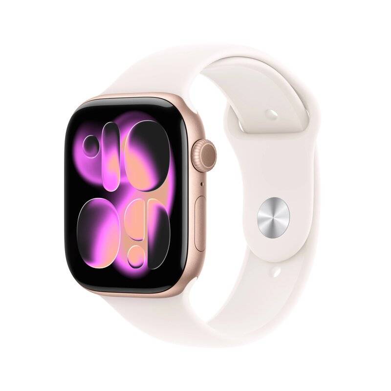 Apple Watch Series 11GPS + Cellular 46mm Rose Gold Aluminium Case med Light Blush Sport Band - M/L