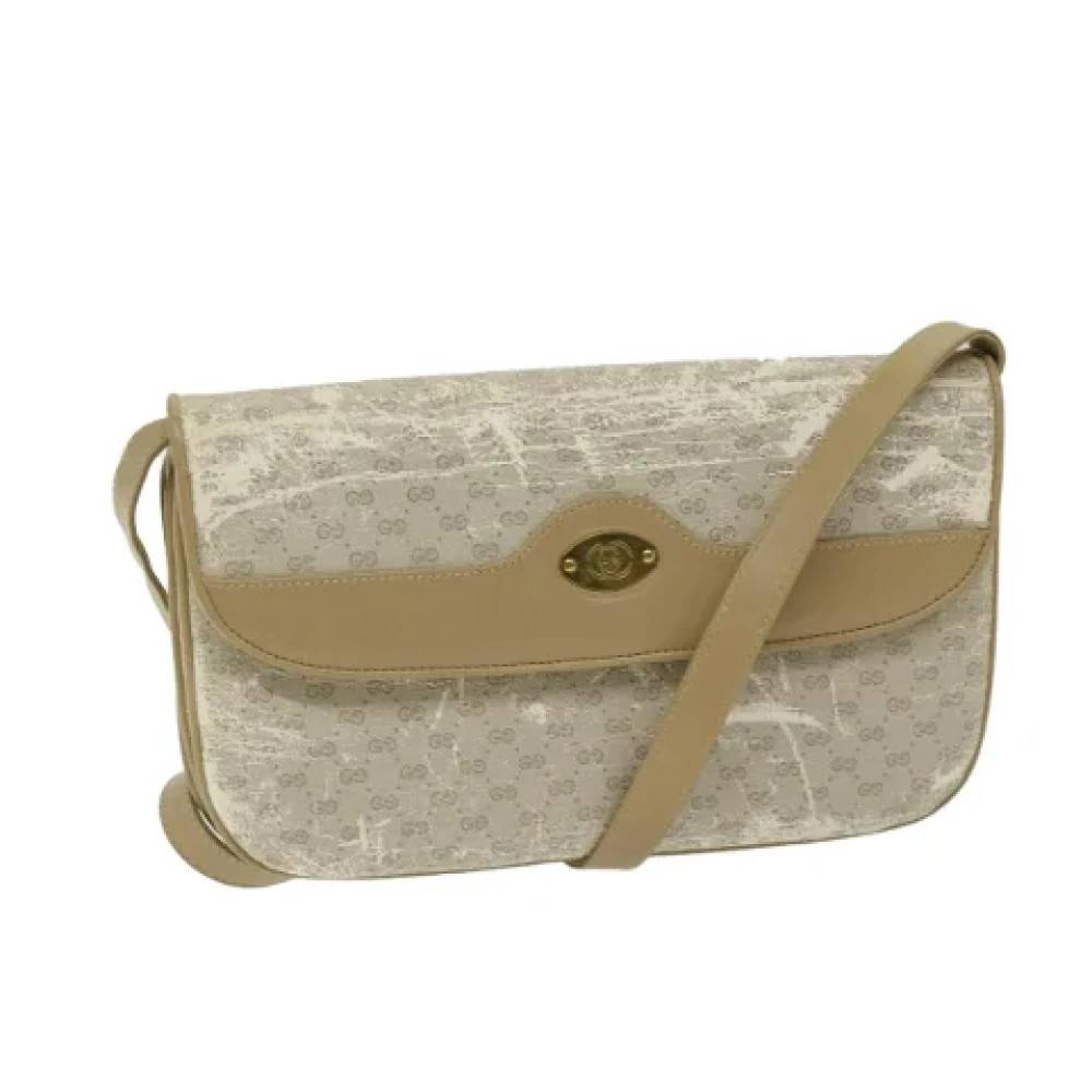 Gucci Vintage Pre-owned Canvas skuldertasker - Vintage - Dame - Beige - ONE SIZE - Uld
