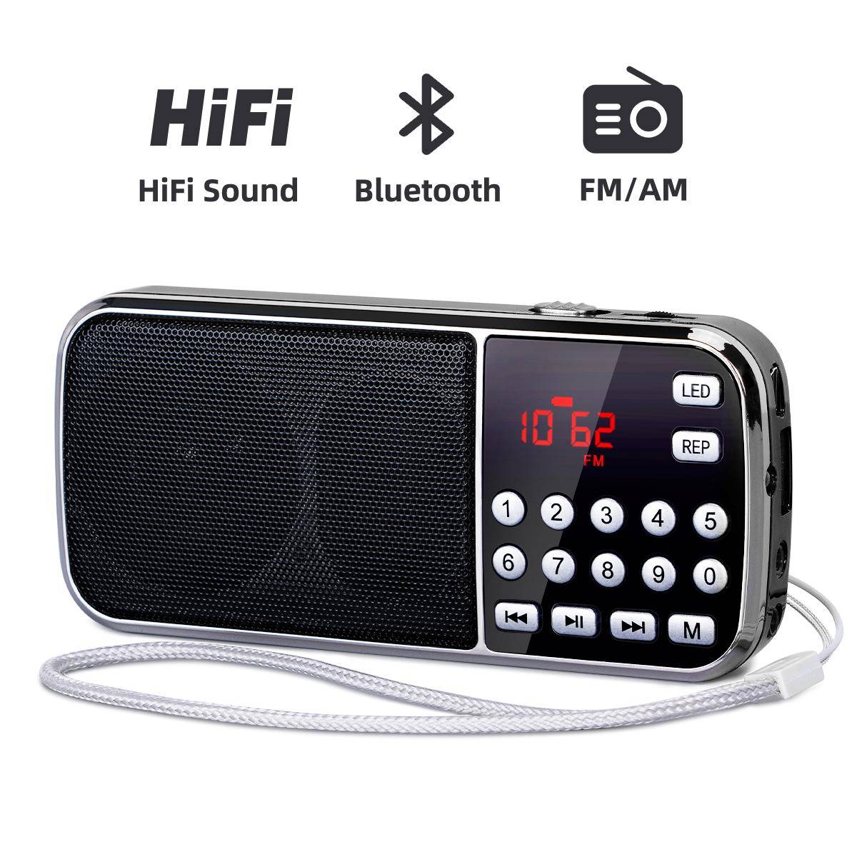 Bärbar AM FM-radio Handhållen ficka HIFI Stereohögtalare Väder Bluetooth Digitalradio Uppladdningsbar USB röd