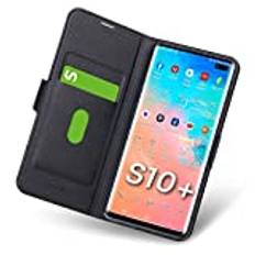 Samsung Galaxy S10 Plus Fodral, Samsung S10 Plus Fall, S10 Plus Mobilskal med Korthållare, Magnetisk Stängning, Hülle/Handyhülle/Schutzhülle-Fullständigt Skydd S10 Plus, Flip/Folio Phone Case. Svart