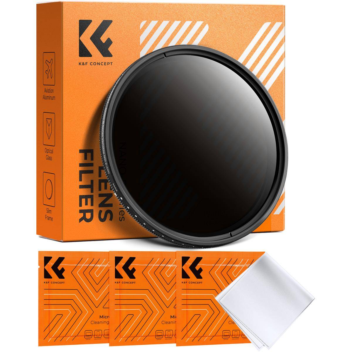 KENTFAITH 72mm ND2-ND400 (9 Stops) Variable ND Filter Neutral Density Adjustable Filter for Canon Nikon DSLR Cameras + Lens Cleaning Cloth