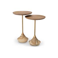 Puglia sidobord beige 2-set - Beige (S: Ø: 35 x H: 50,5 cm / L: Ø: 35 x H: 56 cm)