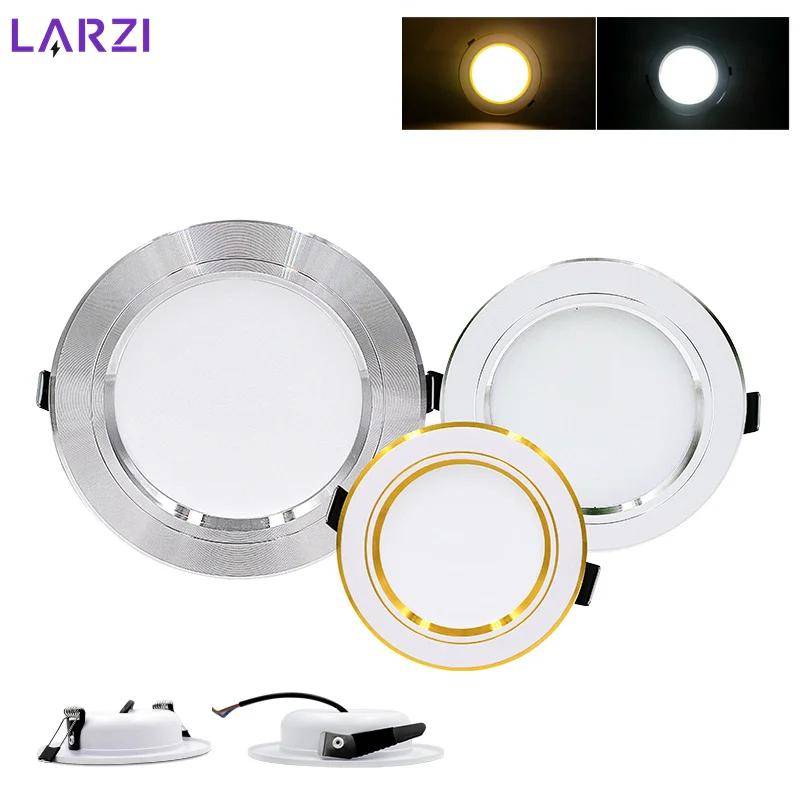 LED Downlight 12V 24V 110V 220V Spot Three Colors 5W 9W 12W 15W 18W Infälld i LED-takdownlight Ljus Kall Varm Vit Lampa