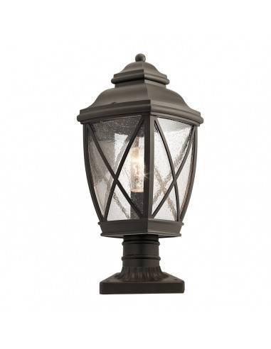 TANGIER Udendørs sokkellampe i aluminium og glas H45,7 cm 1 x E27 - Antik bronze/Klar med dråbeeffekt