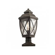 TANGIER Udendørs sokkellampe i aluminium og glas H45,7 cm 1 x E27 - Antik bronze/Klar med dråbeeffekt