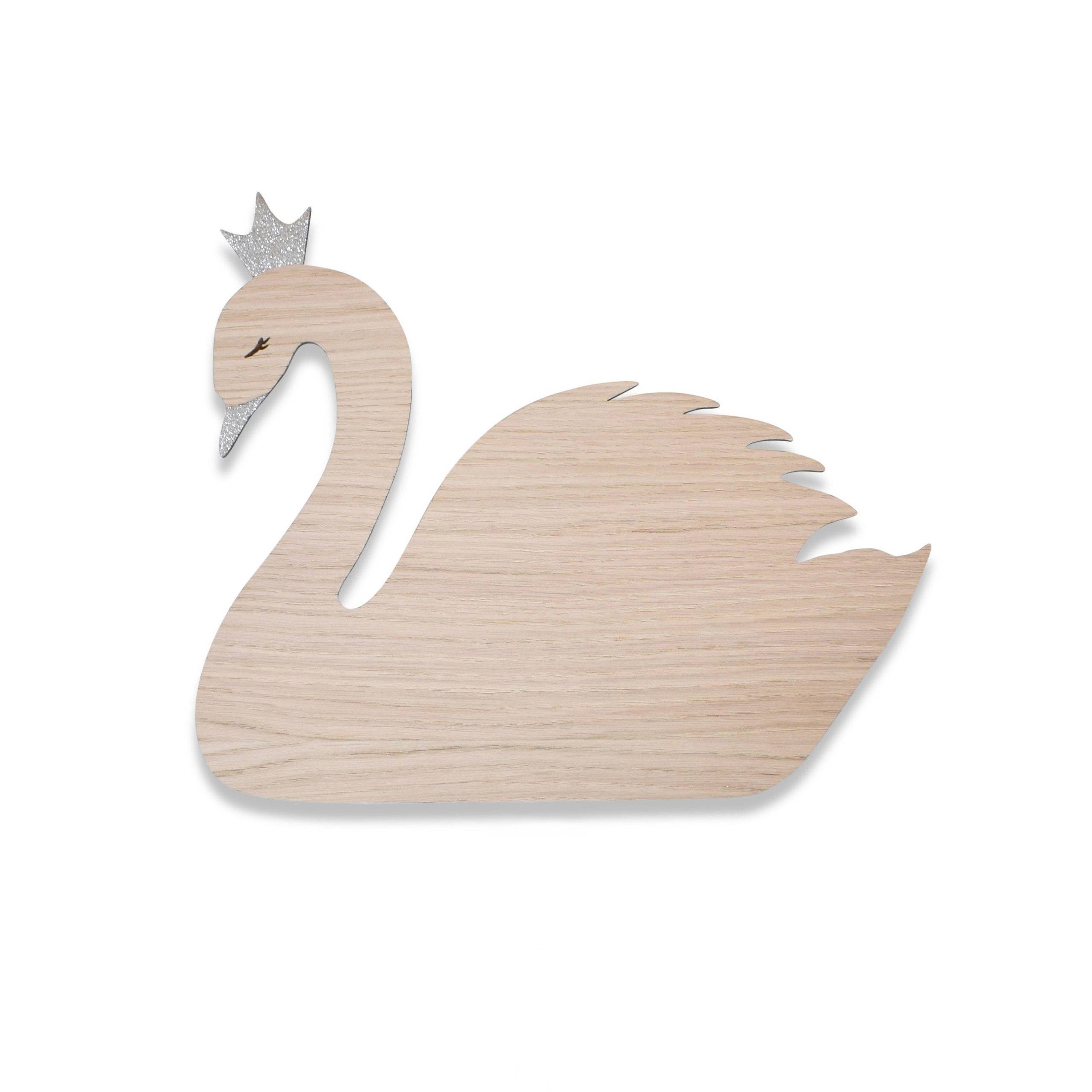 Svane Touch Lampe - Egetræ / Sølv glimmer