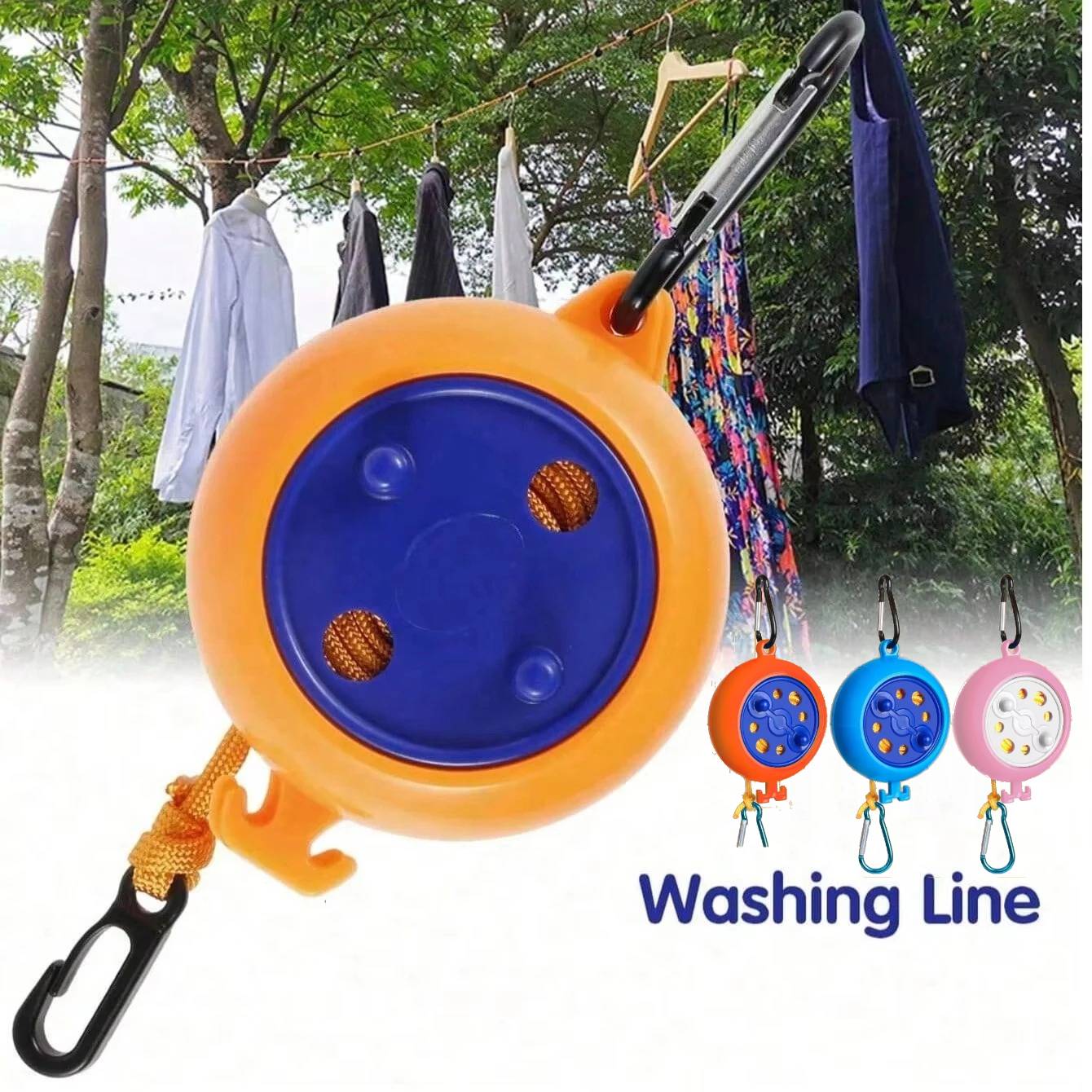 8M Portable Travel Clothes Drying Rack Retractable Clothesline Rope Outdoor Camping Portable Clothing Line for Laundry