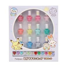 shoibdo Shobido Pocket Monster Poke Piece Peelable Nail 12 Color Set Purple with Birthstone Color Heart Stone Pokemon Peelable Nail
