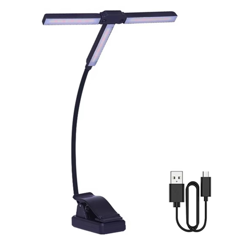 Tri-Head LED Clip-on Boklampa, 4 Färglägen, Ögonvårdande Läslampa