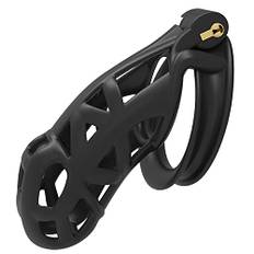 LAHTI Manlig kyskhetsbälte Set Lättvikts nylonventilation Penisbur innehåller 4 kukringar Manlig kyskhetsbur Bondage Extrem sexleksak(XL)