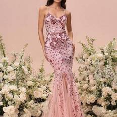 Kvinnors Halter Neck Glitter Fisk Svans Fåll Aftonklänning Elegant formell balklänning för bröllopsgäst, för examen, middag för festkläder - Rosa - L,M,S,XL,XS