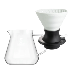 Filterbryggset Inkl. Timemore Server 600ml & Hario V60 Immersion Switch Dripper Keramik 2 koppar Vit & 100 st. Filter