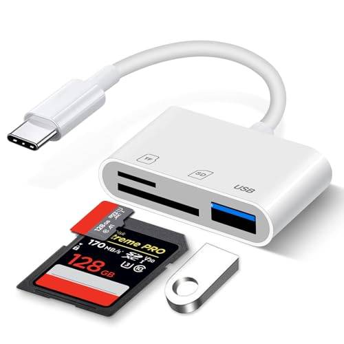 SD-kortläsare för USB-C, 3-i-1 SD-kortläsare för Micro SD/SD/TF/USB, USB-C till Micro SD/TF-adapter med USB-port, SD-minneskortadapter, SD-kortläsare för Android