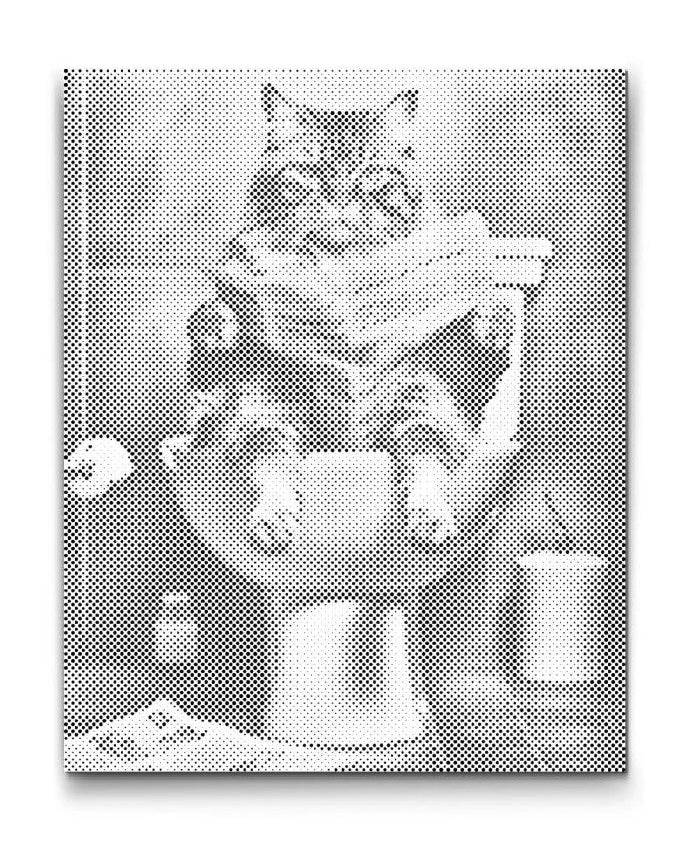 TOALETTKONST MED KATT | PRICKMÅLNING - 60x80 cm / Premium Inramad (Klar att hänga) / Guld