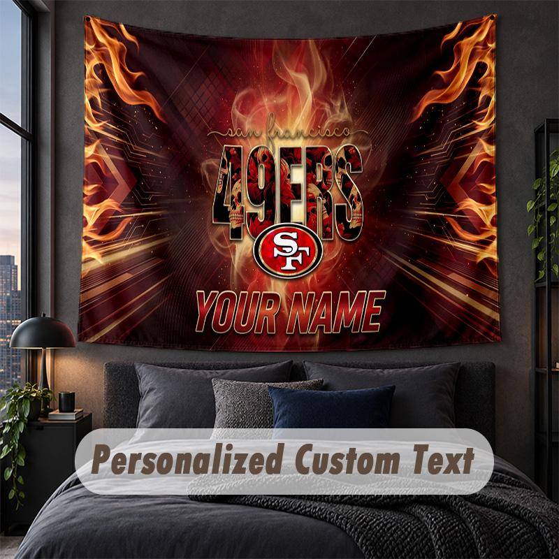 Custom Name Text Tapestry,San Francisco 49ers Decorative Wall Hanging, Background Tapestry For Home Bedroom