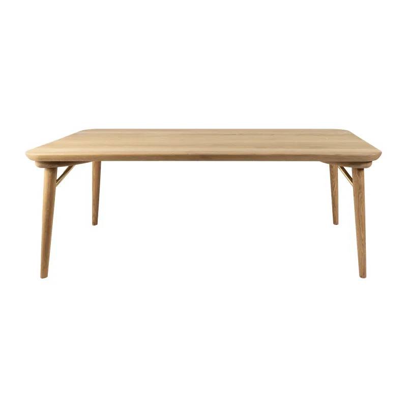 Kristensen & Kristensen - Wave Soffbord Rektangulärt (Edge 3 – Pisa, Ek, Stål på benen – mässing (M), 130x70 cm (H46))