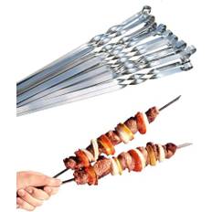 Profi BBQ Edelstahl Grillspieße, Extra Breit: 1 cm und Extra Stark 2 mm Dicke (10 St, 50cm) Fleischspieße für Fleisch + Gemüse, Schaschlikspieße, Mangal, Schampura, Spieße, Skewers, Schaschlik, Kebap